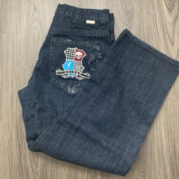 Avirex Jeans Blue‎ Relaxed Baggy  Denim Dark Wash Mens 36x34*(34x31) Y2K Skater - Picture 1 of 11